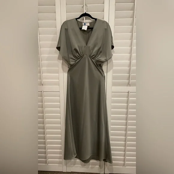 bhldn silk dress BHLDN Satin Column Knot Maxi Dress